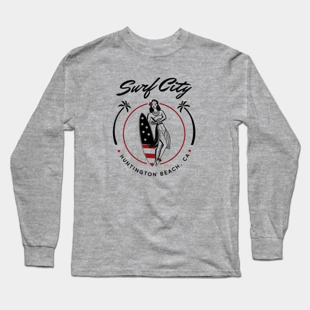 Surf City California Long Sleeve T-Shirt by luckybengal